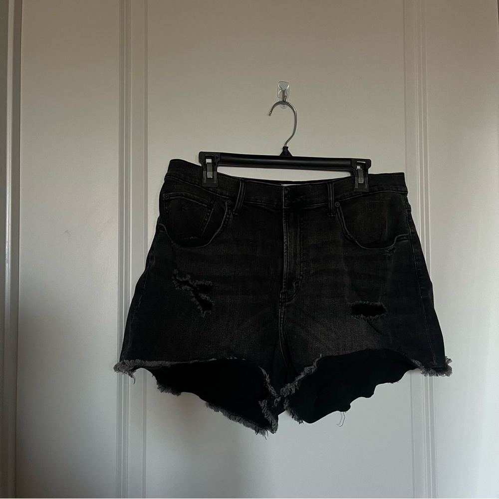 Abercrombie & Fitch Black Distressed High-Rise Denim Shorts